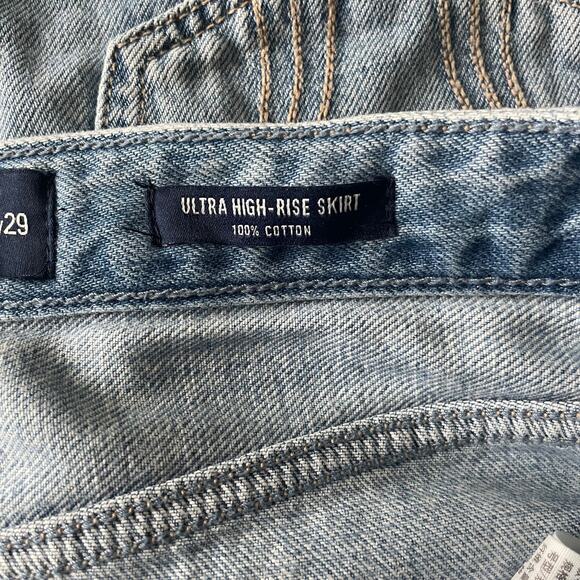 Hollister Womens Skirt Size 29 Ultra High Rise Denim Distressed Light Wash Skirt - Picture 5 of 11